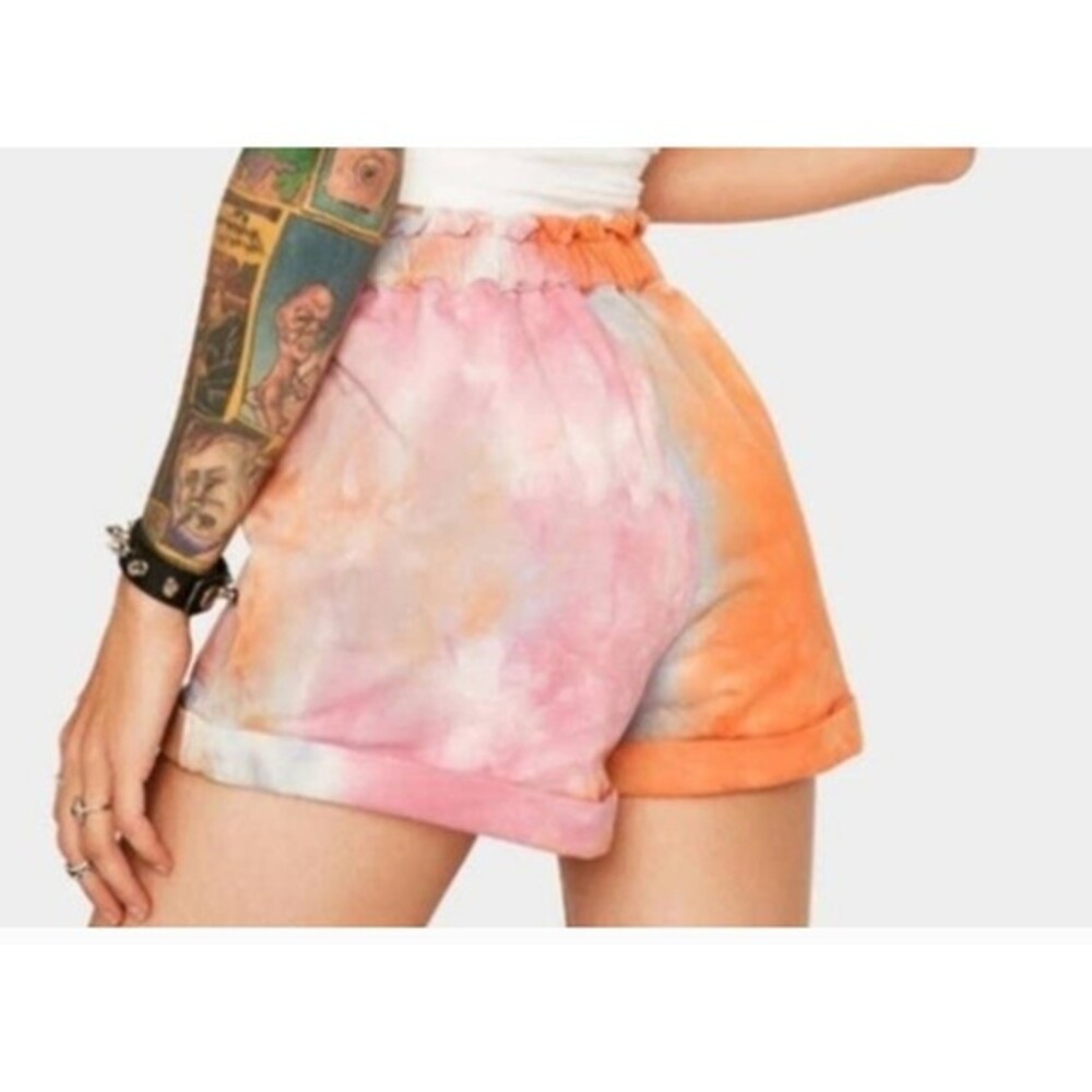 Blank NYC orange shorts women  Tie Dye Paper Bag  Shorts size M boho normcore